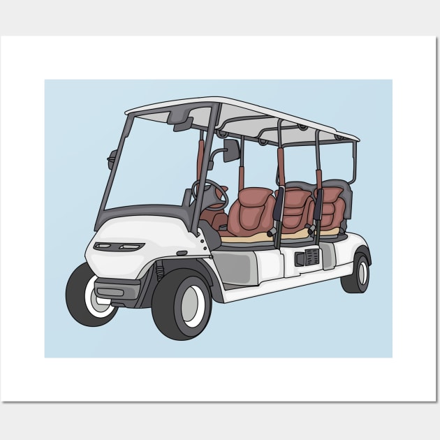 Golf cart / golf buggy cartoon illustration Wall Art by Cartoons of fun